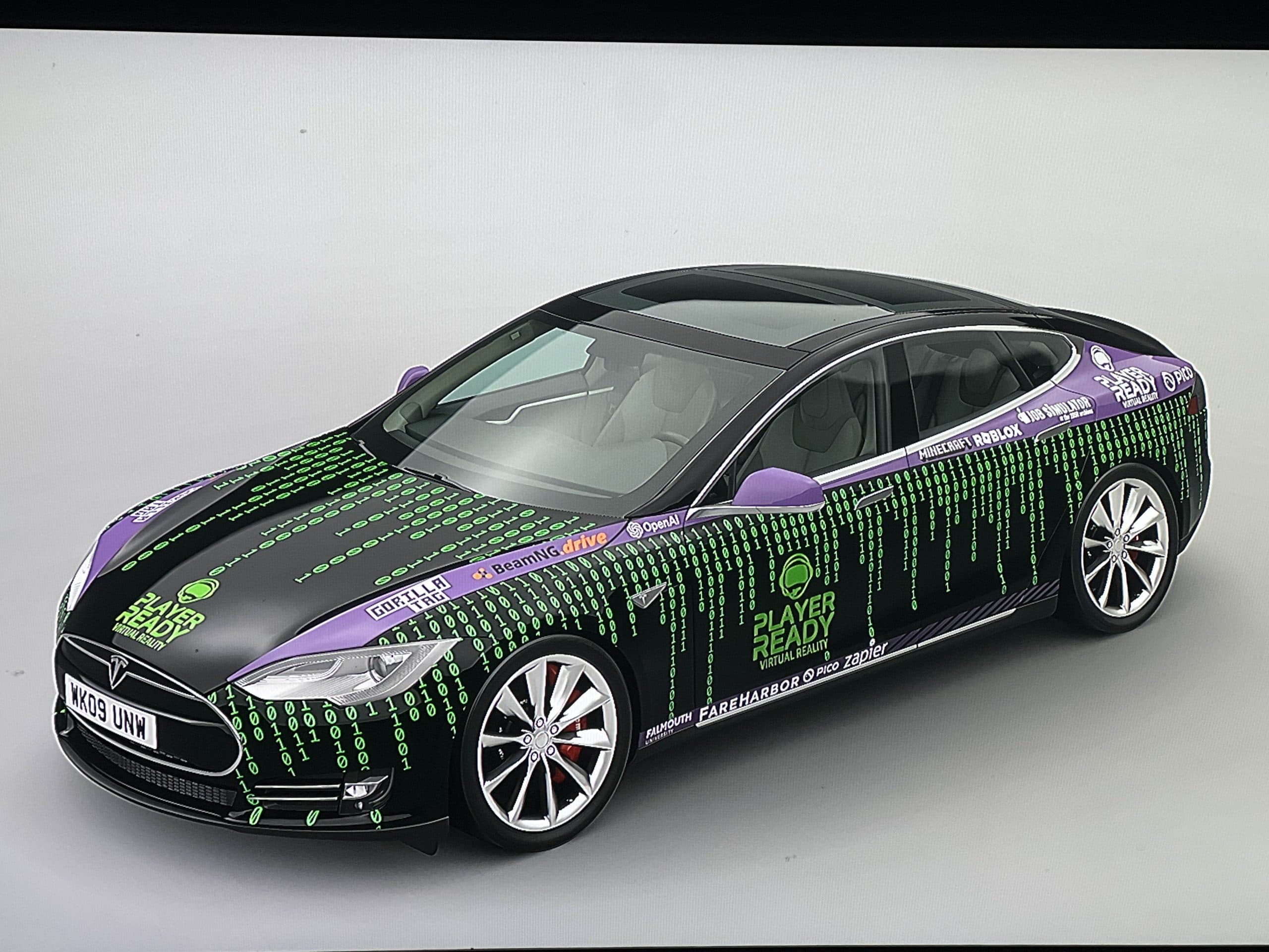 Player Ready branded Tesla-style car designed by a student in Automation