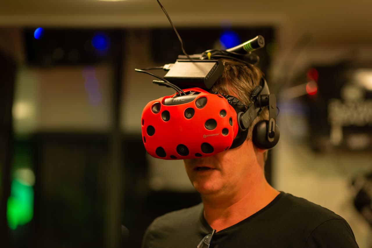 Players in VR headsets at Plymouth